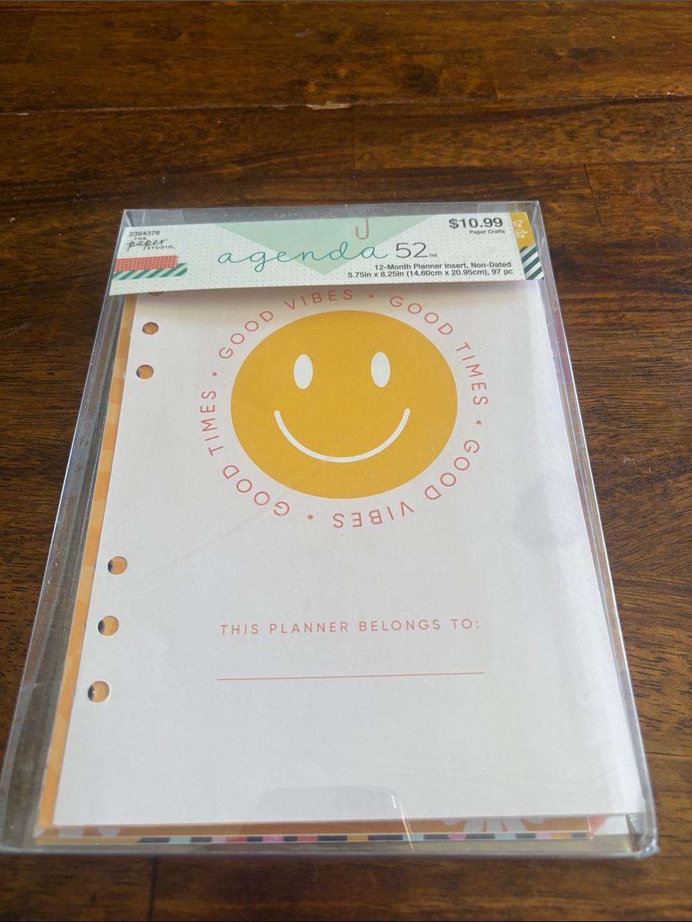Good Vibes Smile Planner Inserts — Yellow Accent Undated Pages by Agenda 52